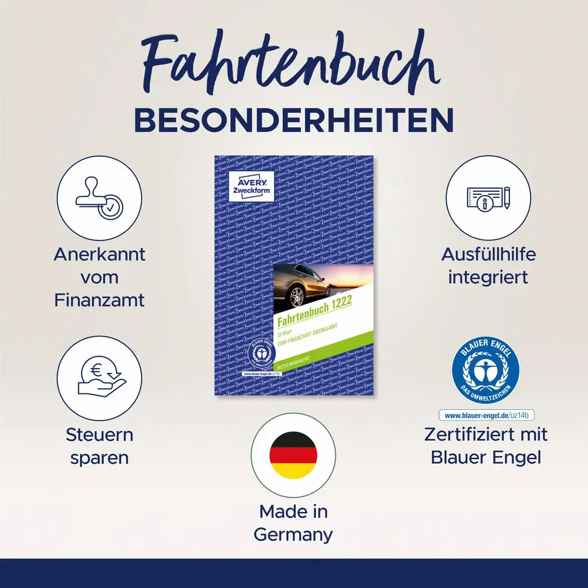 AVERY Zweckform Fahrtenbuch für PKW 64 Seiten 682 Fahrten DIN A5 32 Blatt-4