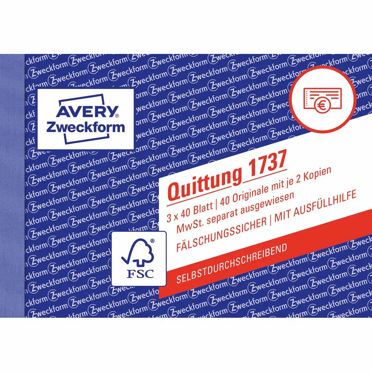 AVERY Zweckform Quittung selbstdurchschreibend DIN A6 quer 3x40 Blatt-1