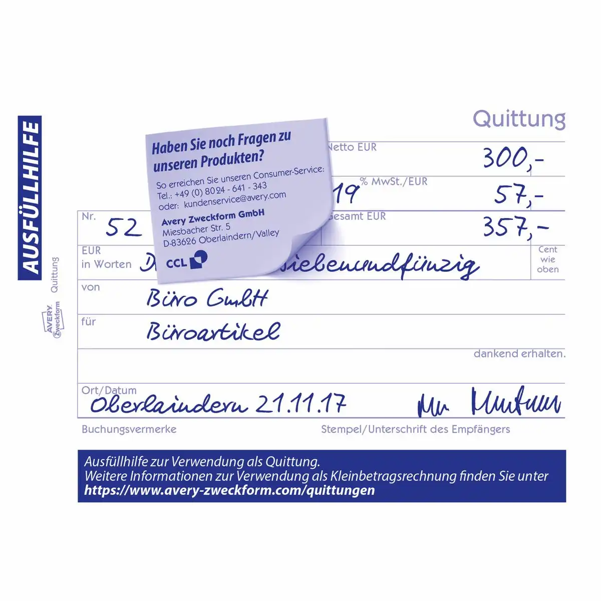 AVERY Zweckform Quittung selbstdurchschreibend DIN A6 quer 3x40 Blatt-4