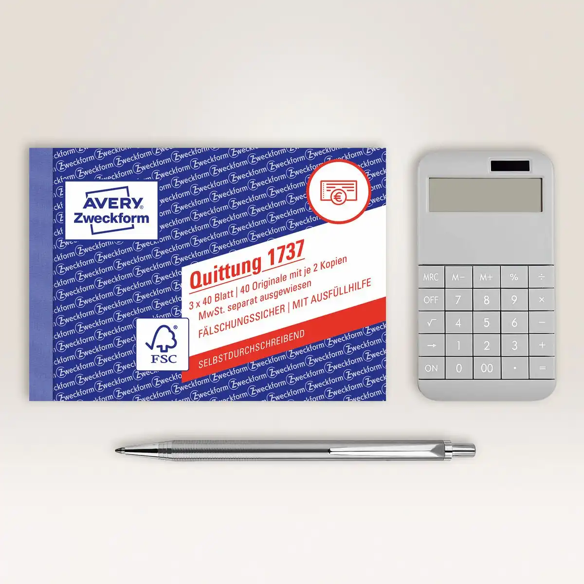 AVERY Zweckform Quittung selbstdurchschreibend DIN A6 quer 3x40 Blatt-5