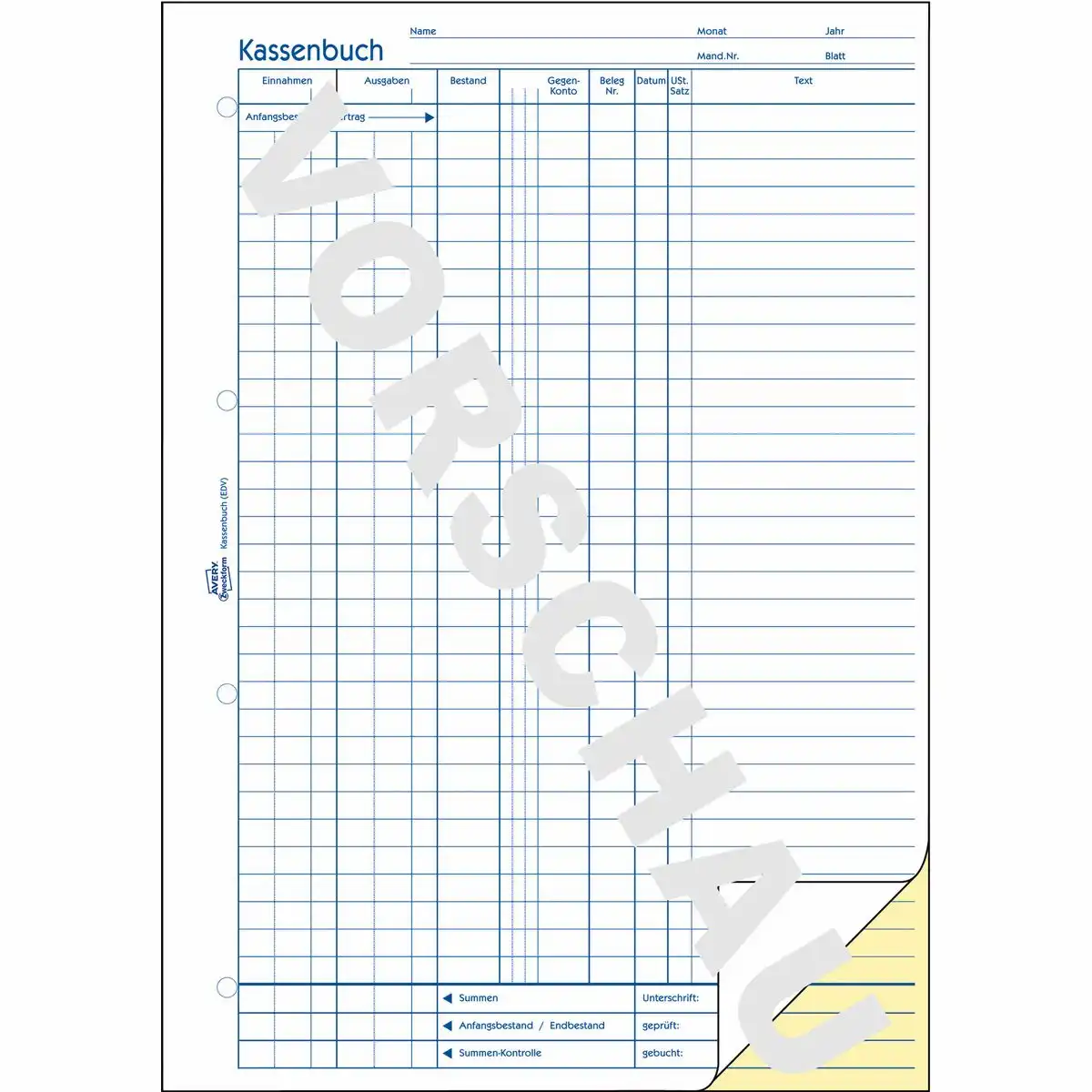 AVERY Zweckform Kassenbuch EDV-gerecht selbstdurchschreibend DIN A4 80 Blatt-2