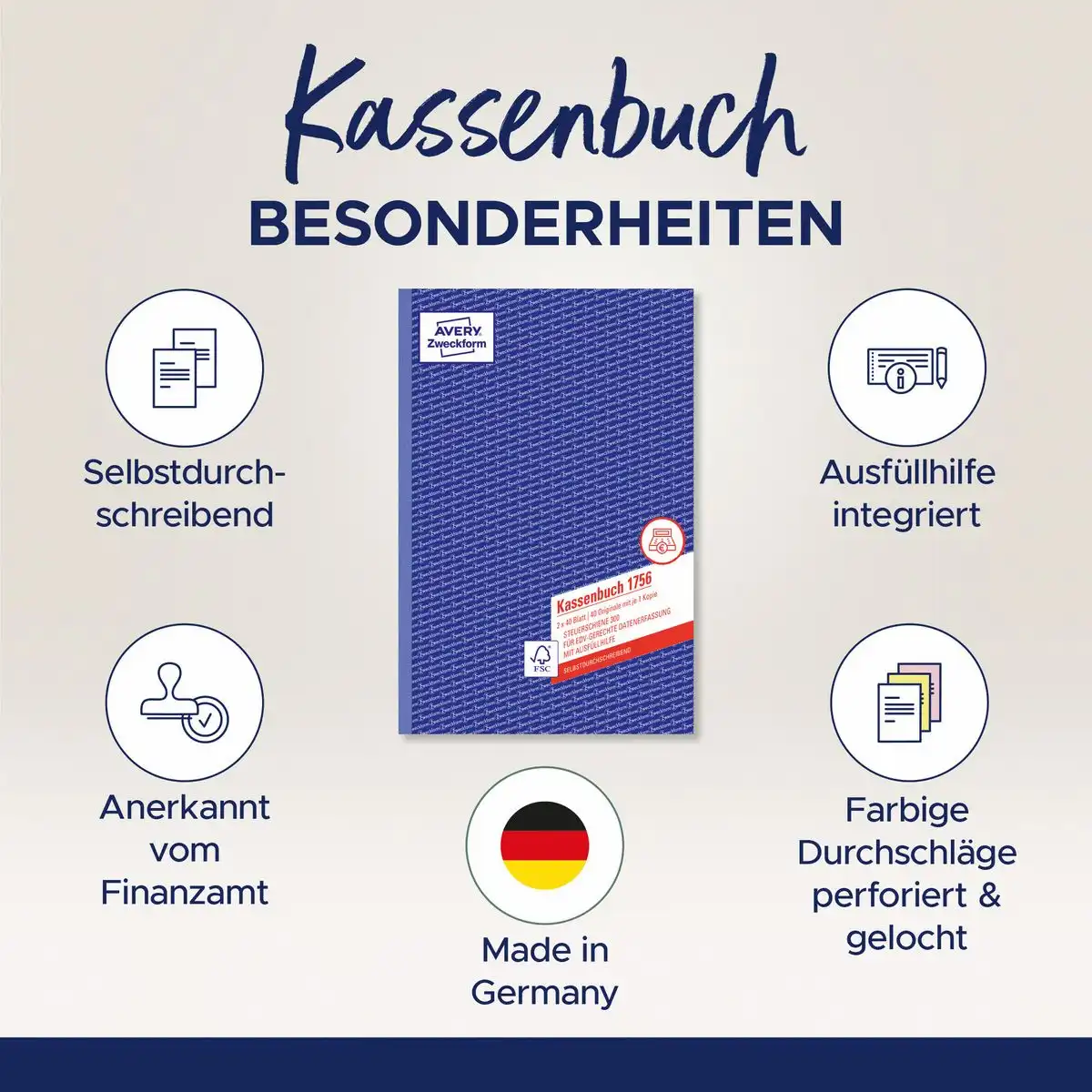 AVERY Zweckform Kassenbuch EDV-gerecht selbstdurchschreibend DIN A4 80 Blatt-6