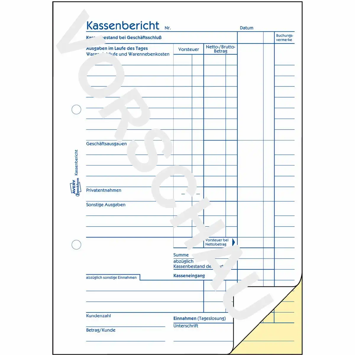 AVERY Zweckform Kassenbericht 50 Originale mit Blaupapier DIN A5 100 Blatt-2