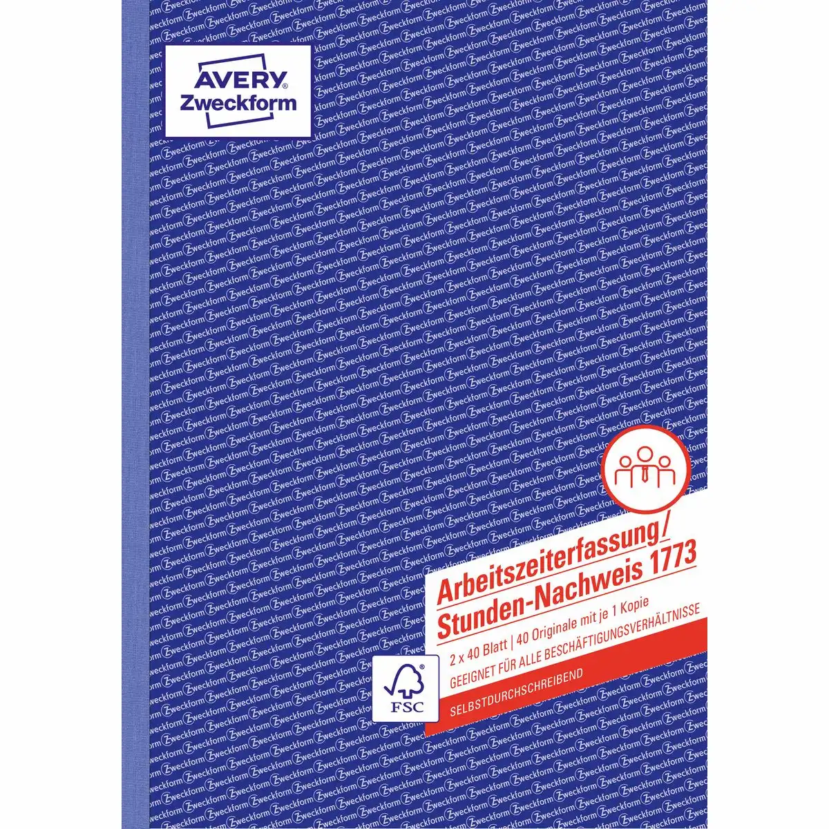 AVERY Zweckform Arbeitszeiterfassung Stundennachweis selbstdurchschreibend DIN A4 2x40 Blatt-1