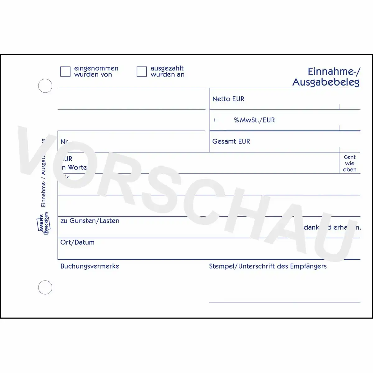 AVERY Zweckform Einnahme-/Ausgabebeleg DIN A6 quer 50 Blatt Recycling-Papier-2