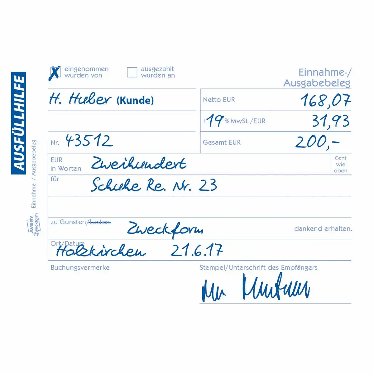 AVERY Zweckform Einnahme-/Ausgabebeleg DIN A6 quer 50 Blatt Recycling-Papier-3