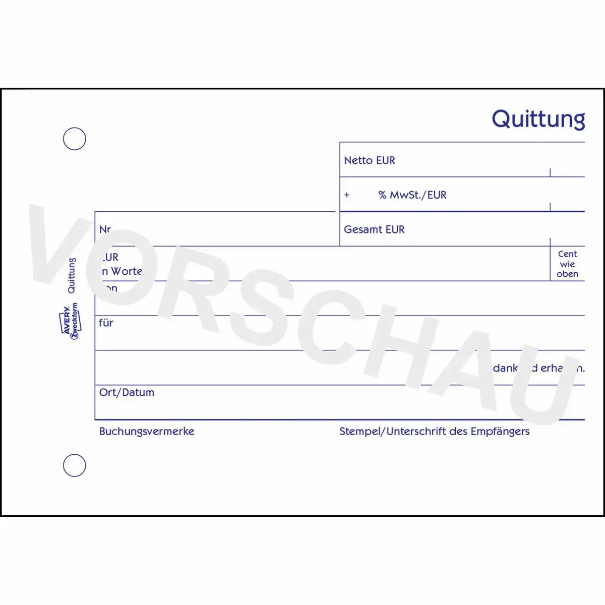 AVERY Zweckform Quittung MwSt. separat ausgewiesen DIN A6 quer 100 Blatt-2