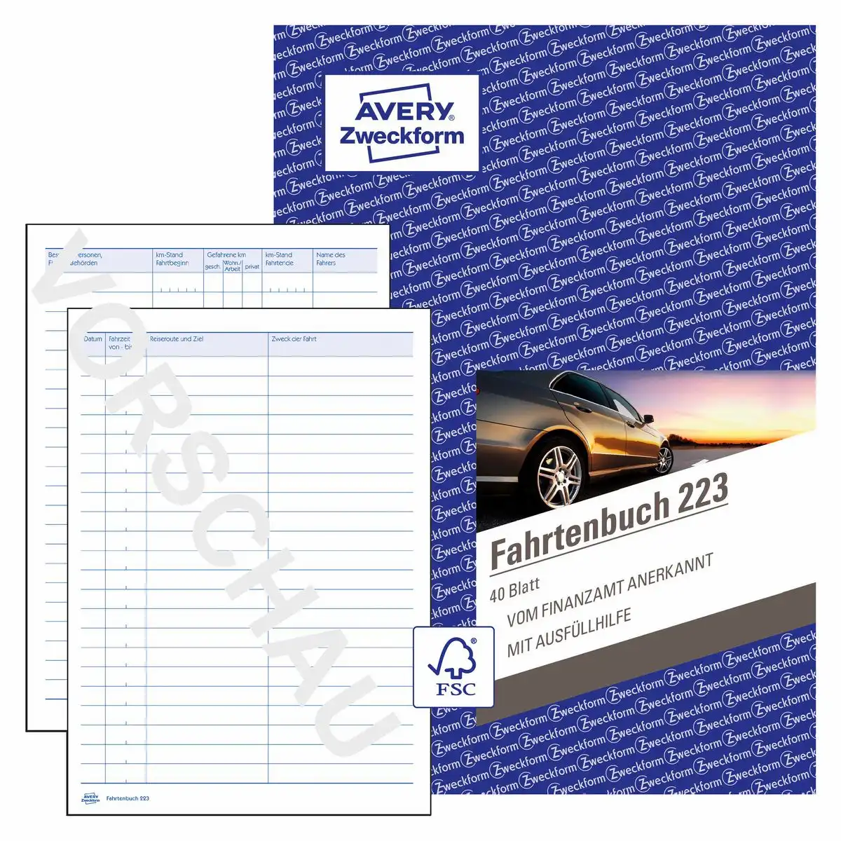 AVERY Zweckform Fahrtenbuch für PKW 80 Seiten 858 Fahrten DIN A5 40 Blatt