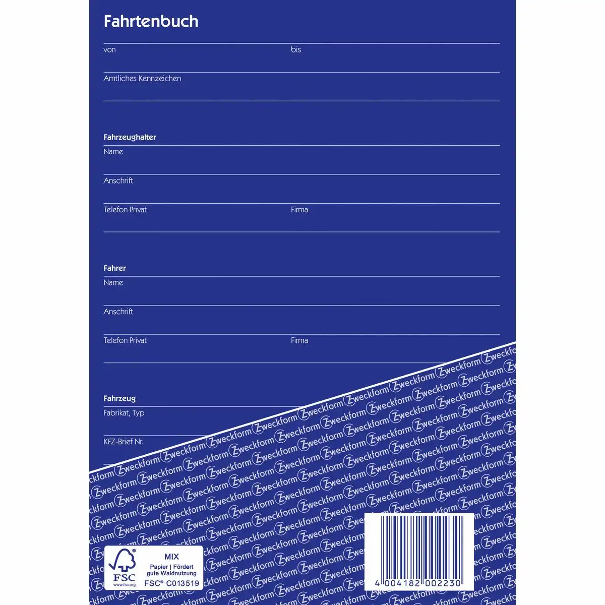 AVERY Zweckform Fahrtenbuch für PKW 80 Seiten 858 Fahrten DIN A5 40 Blatt-3