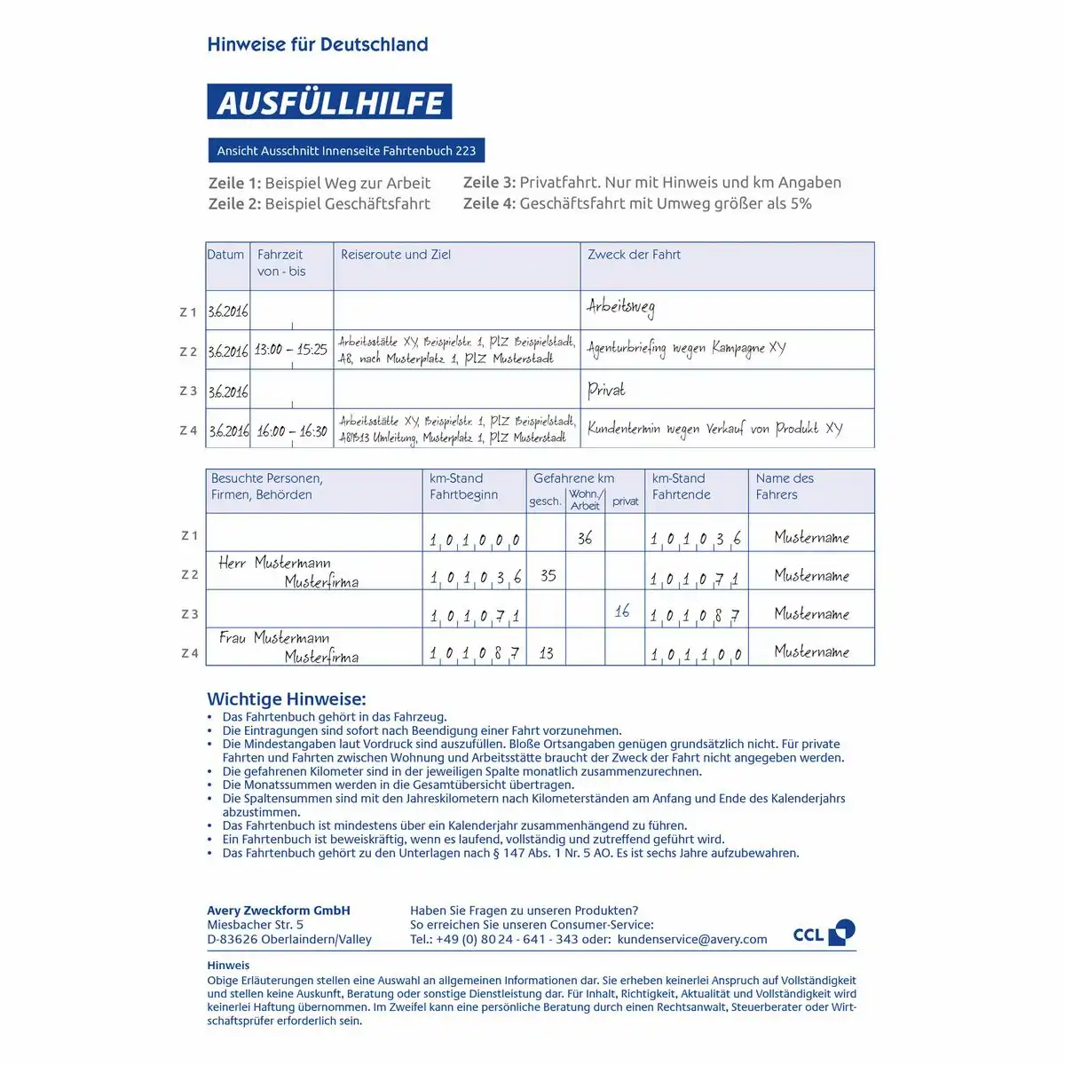 AVERY Zweckform Fahrtenbuch für PKW 80 Seiten 858 Fahrten DIN A5 40 Blatt-5