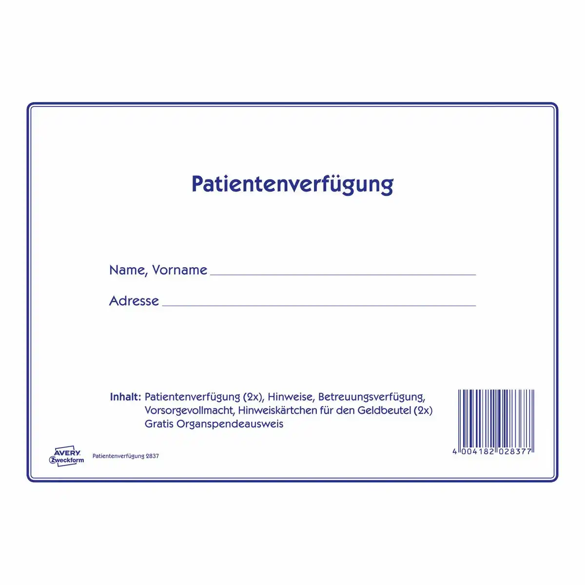 AVERY Zweckform Patientenverfügung umfangreiches Vordruckset weiß 220x163mm-1