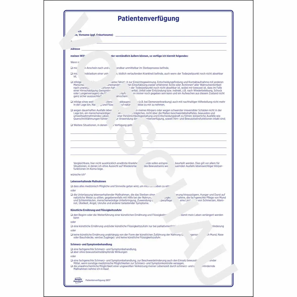 AVERY Zweckform Patientenverfügung umfangreiches Vordruckset weiß 220x163mm-2