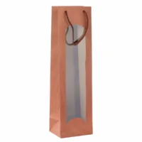 Idena Flaschentasche mit Fenster kupfer 10x36x8cm 210g/m²