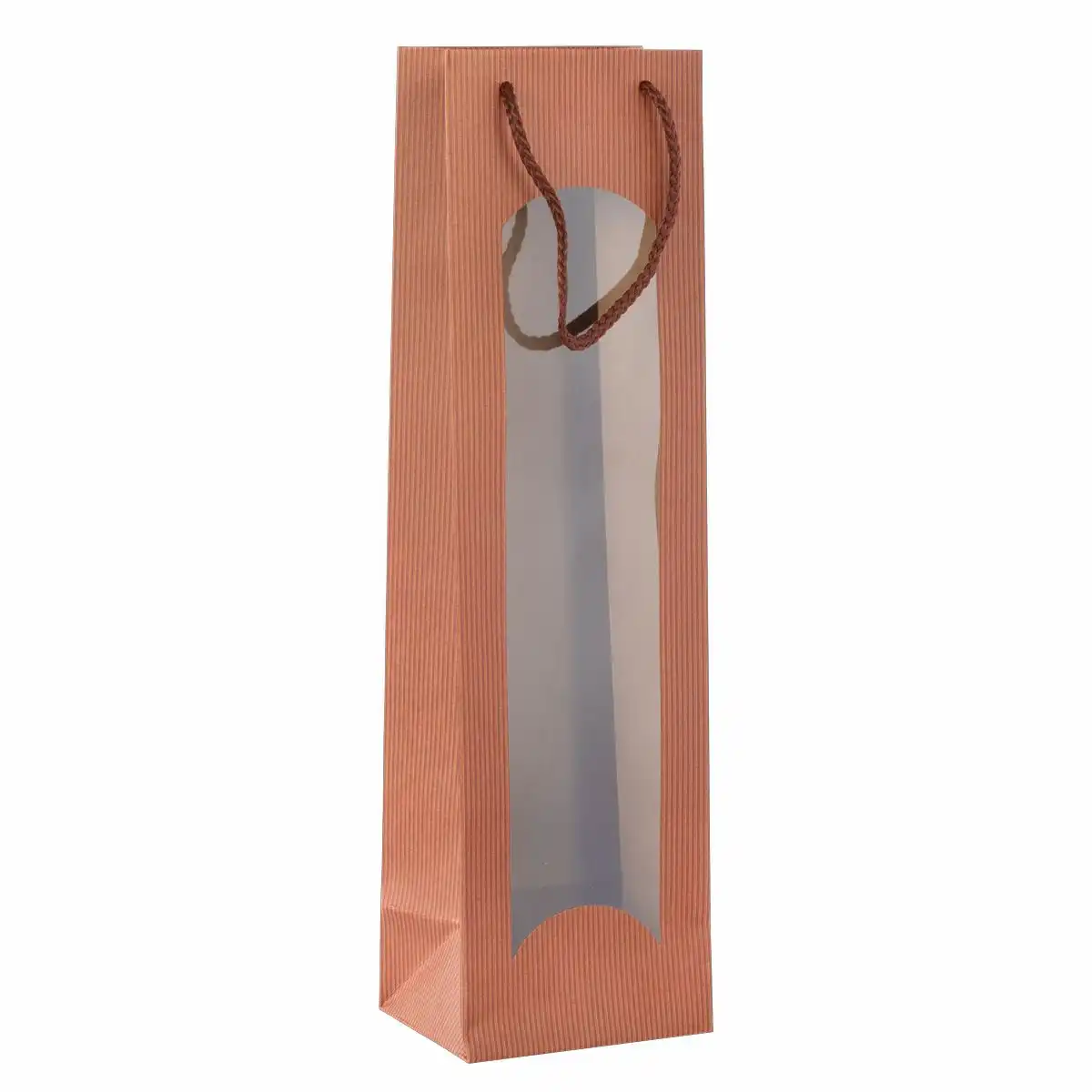 Idena Flaschentasche mit Fenster kupfer 10x36x8cm 210g/m²