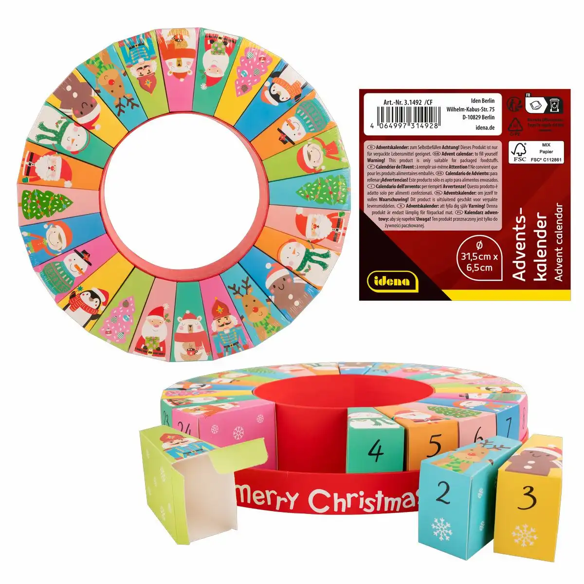 Idena Adventskalender zum Selbstbefüllen Ø31