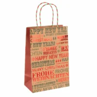 Idena Papiertasche Frohe Weihnachten / Happy New Year Kraftpapier 140g/m² - 18x27x10 cm