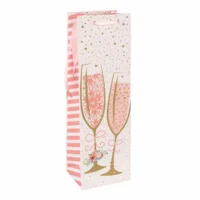 Idena Flaschentasche Sekt rosa 12x39x10cm 210g/m²