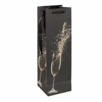 Idena Flaschentasche Sektglas schwarz 12x39x10cm 210g/m²