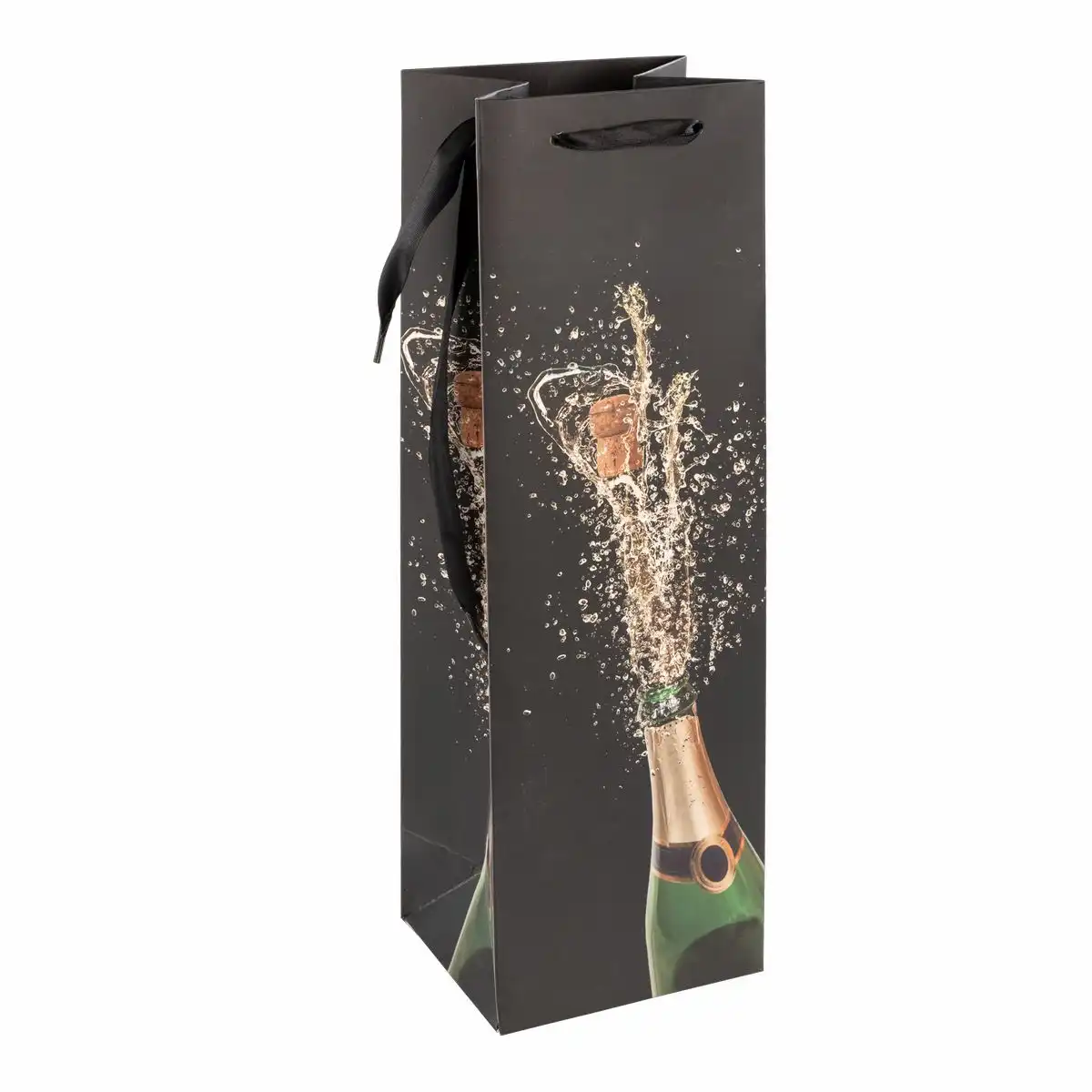 Idena Flaschentasche Sektflasche schwarz 12x39x10cm 210g/m²