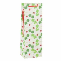 Idena Flaschentasche Glücksklee grün 12x35x9cm 128g/m²