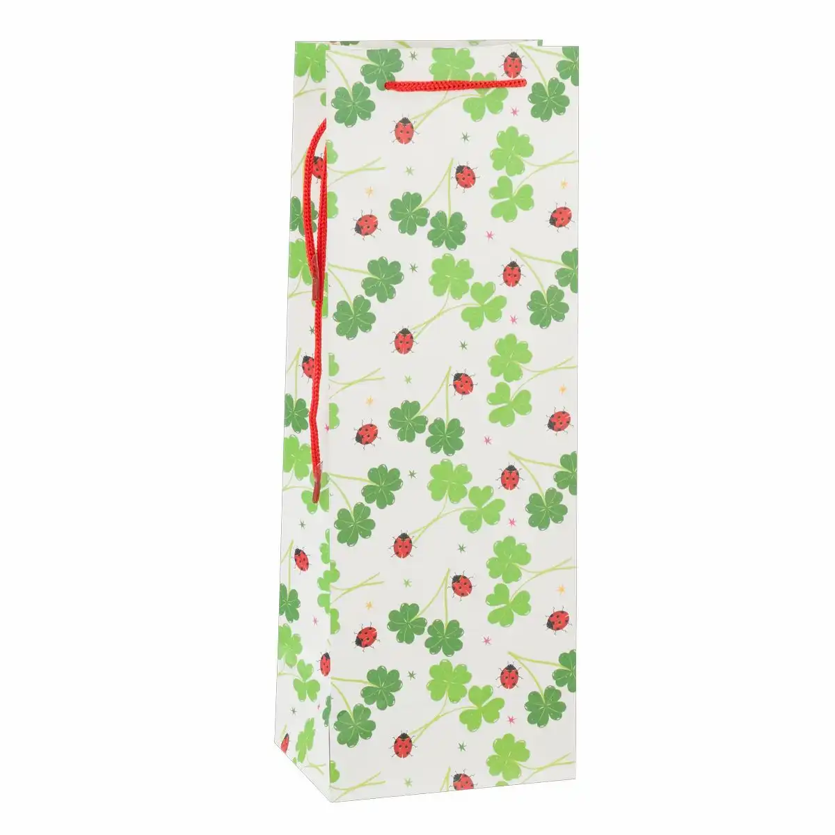 Idena Flaschentasche Glücksklee grün 12x35x9cm 128g/m²