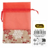 Idena Organzabeutel rot mit Schneeflocken 13x18cm