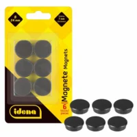 Idena Magnete Stärke 7mm rund Ø2,4cm 6 Stück - schwarz