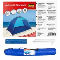 Idena Automatik Strandzelt UV40+ mit Tragetasche blau/türkis 190x100x110cm