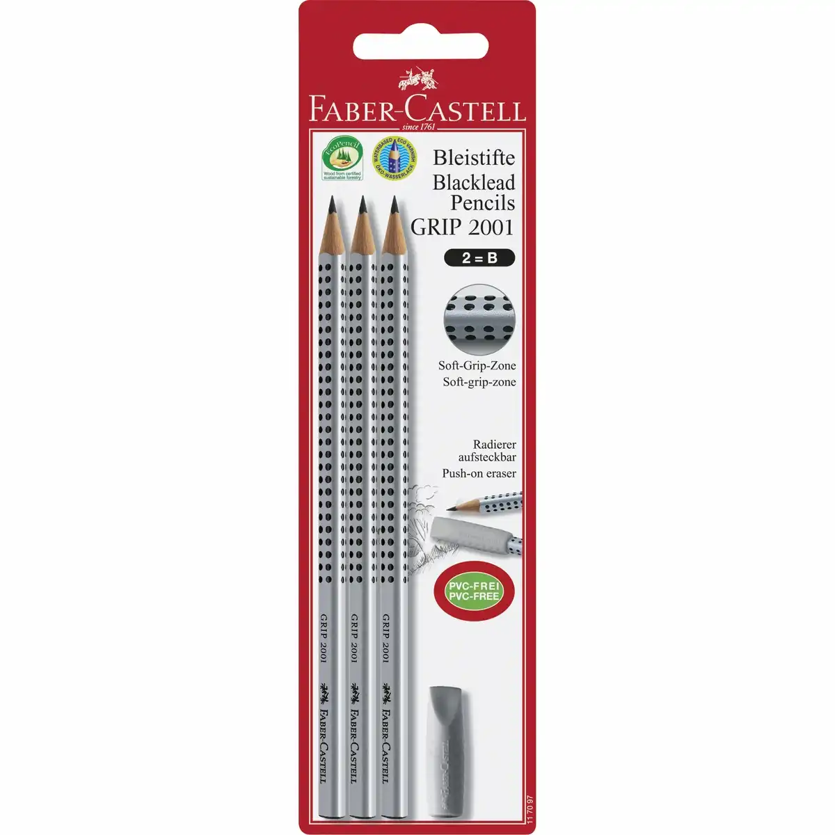 FABER-CASTELL Schreib Set 2001 2B grau 4 Teile Blister