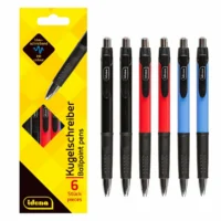 Idena Kugelschreiber blauschreibend schwarz/rot/blau 14cm 6 Stück
