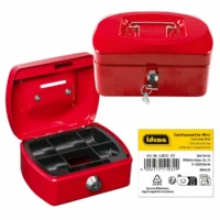 Idena Geldkassette Größe Mini aus Metall 6 Fächer - rot, 12,5x9,5x6cm