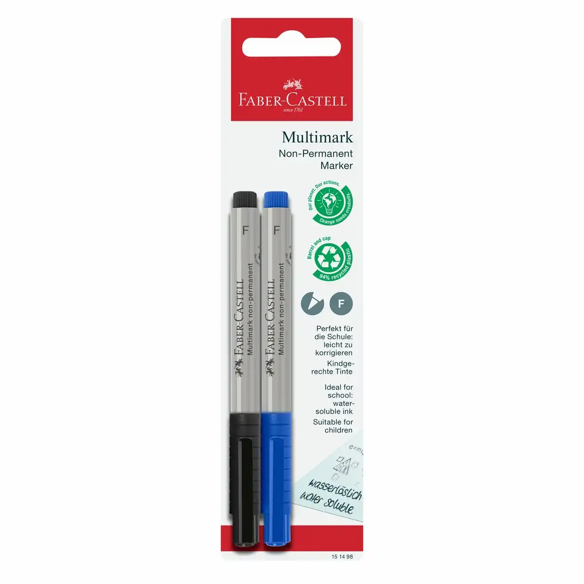 FABER-CASTELL Marker Multimark 1514 F permanent blau/schwarz