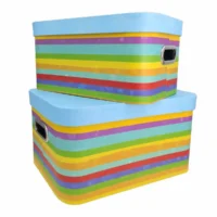 Idena Geschenkboxen mehrfarbig 22x18 x32cm/24x19x35cm 2 Stück mit Metallgriffen