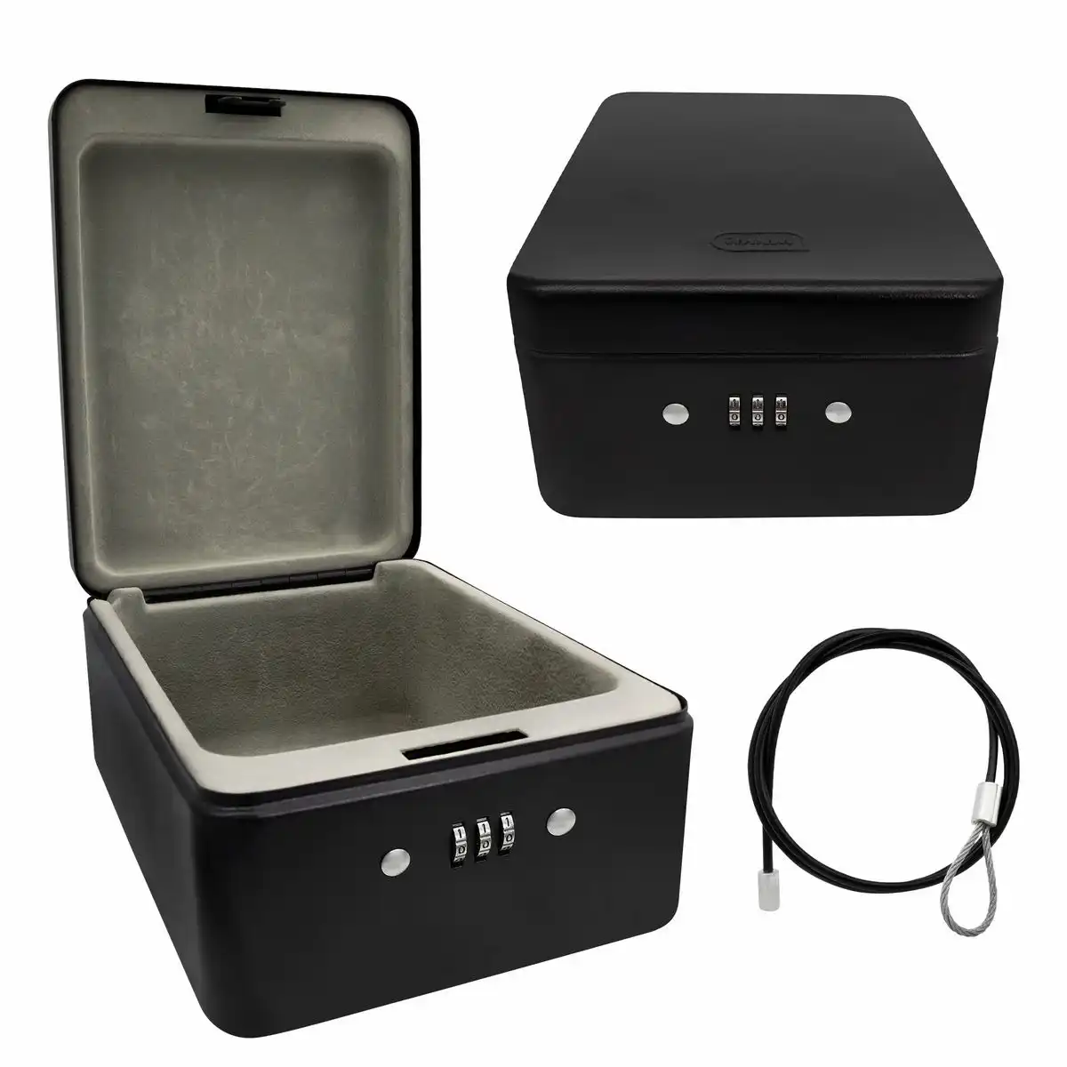 Idena Sicherheitsbox aus Metall mit Zahlenschloss schwarz 20x15x6cm