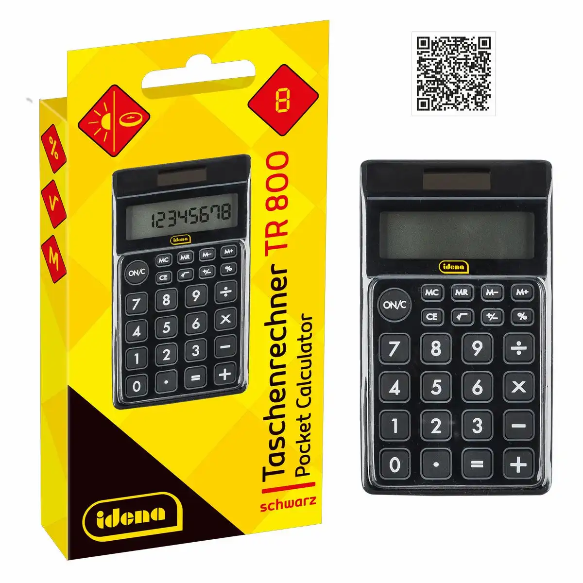 Idena Taschenrechner TR800 8-stelliges Display schwarz