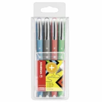 STABILO Tintenroller worker + colorful mehrfarbig 4 Stück Kunststoffetui