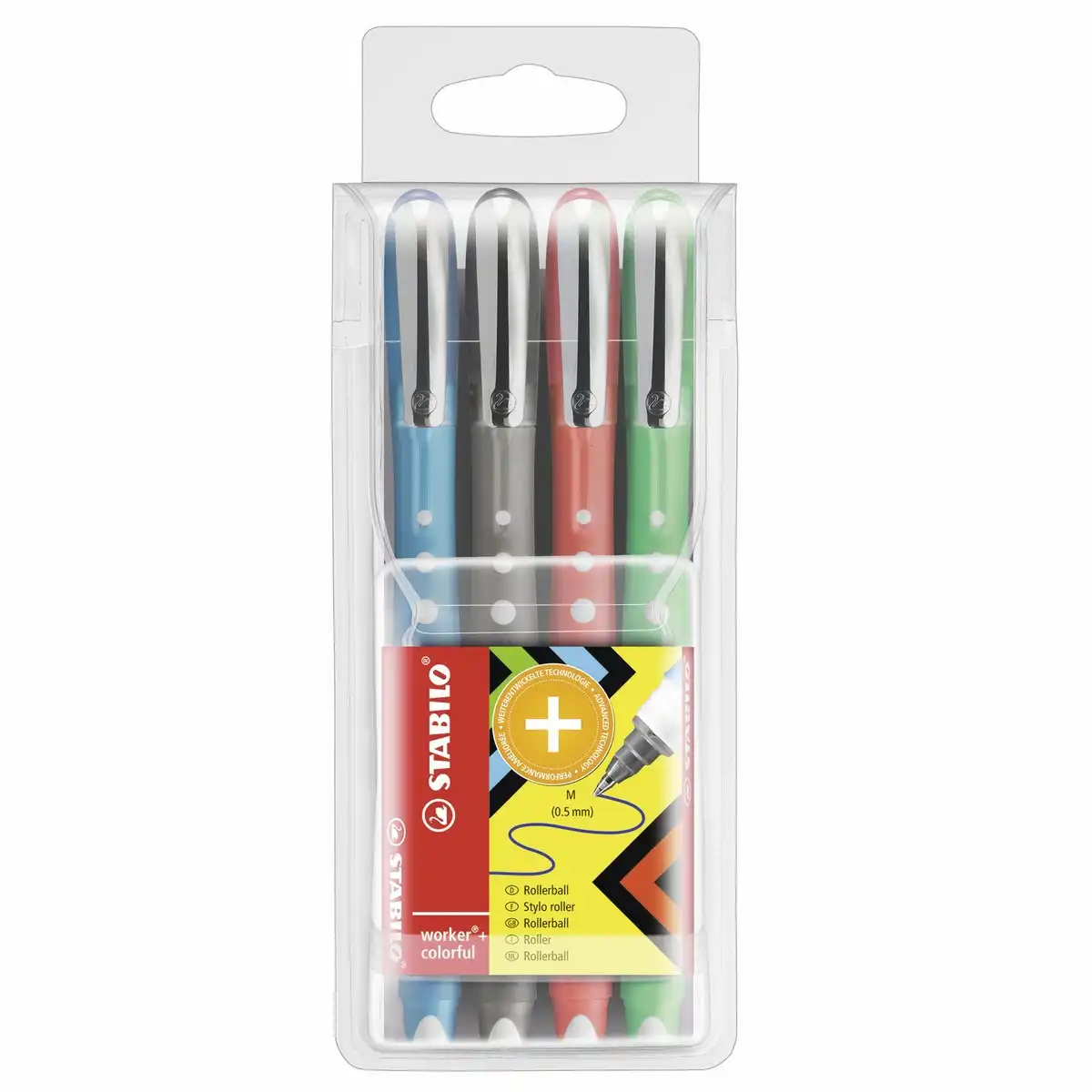 STABILO Tintenroller worker + colorful mehrfarbig 4 Stück Kunststoffetui