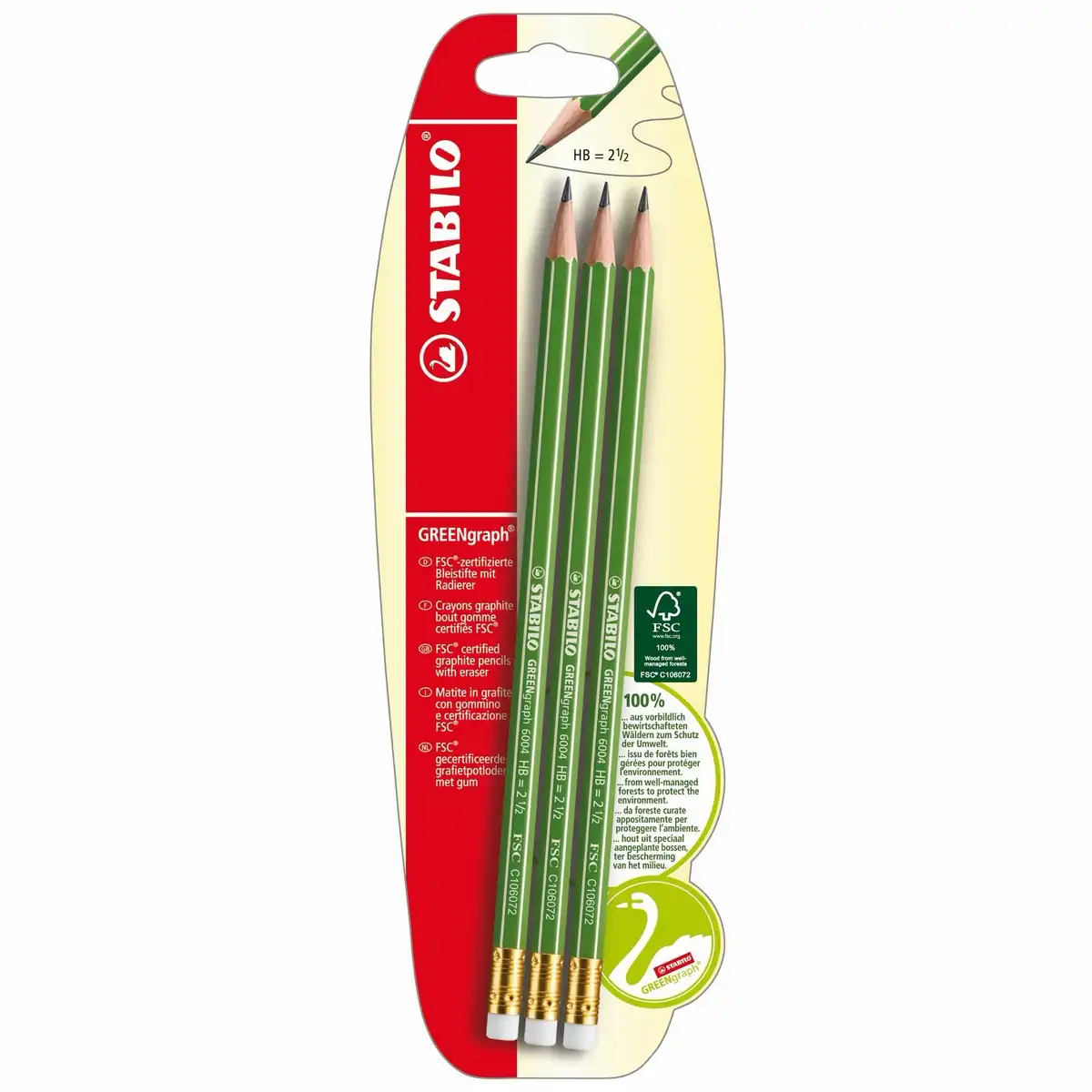 STABILO Bleistifte GREENgraph mit Radiergummi HB grün 17