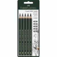 FABER-CASTELL Bleistifte Castell 9000 Jumbo HB 2B 4B 6B 8B dunkelgrün 5 Stück Blister