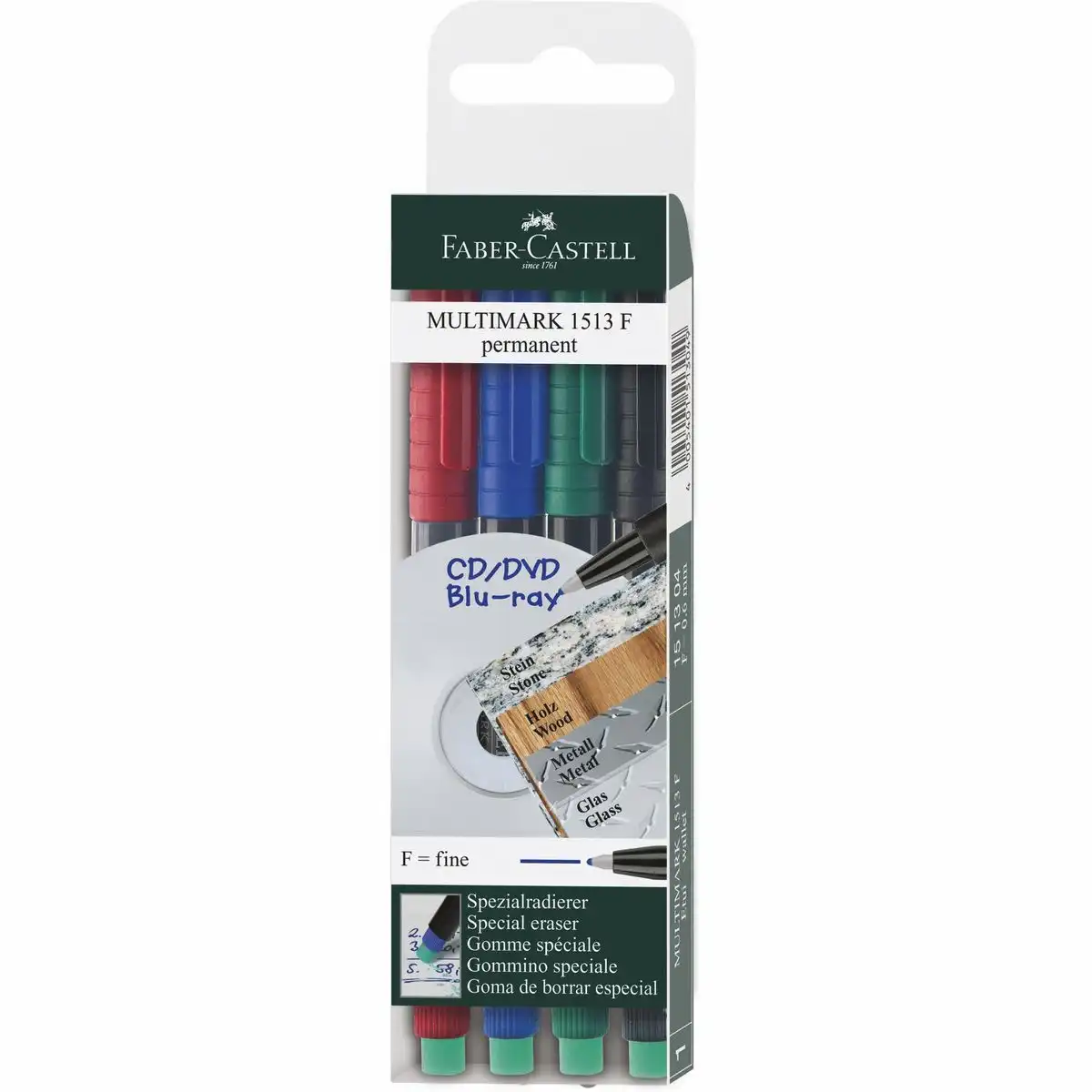 FABER-CASTELL Marker Multimark 1513 F permanent 4 Stück