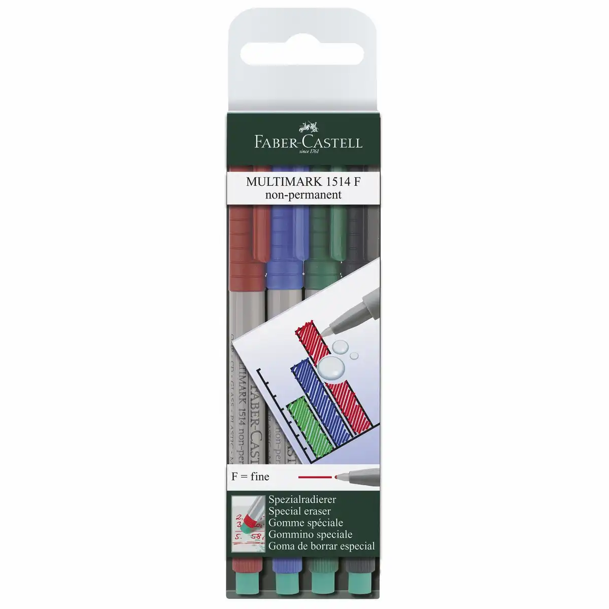 FABER-CASTELL Marker Multimark 1513 F non-permanent 4 Stück