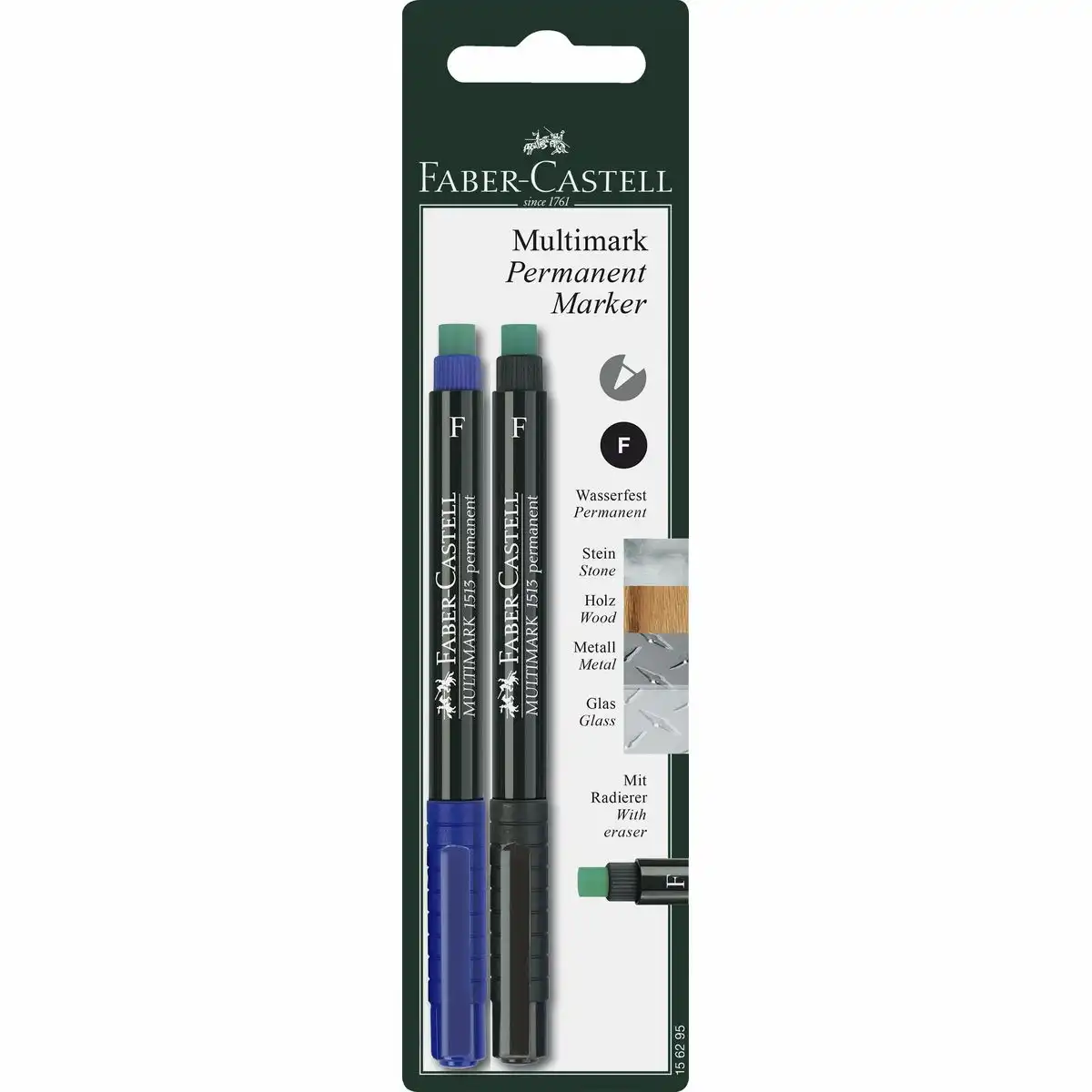 FABER-CASTELL Marker Multimark 1515 F permanent schwarz/blau 2 Stück