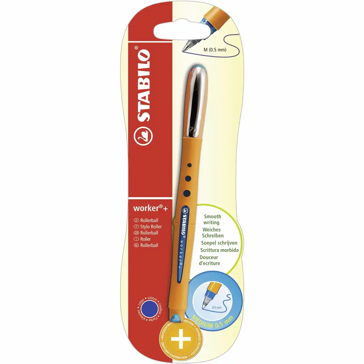STABILO Tintenroller worker + medium blau Blister