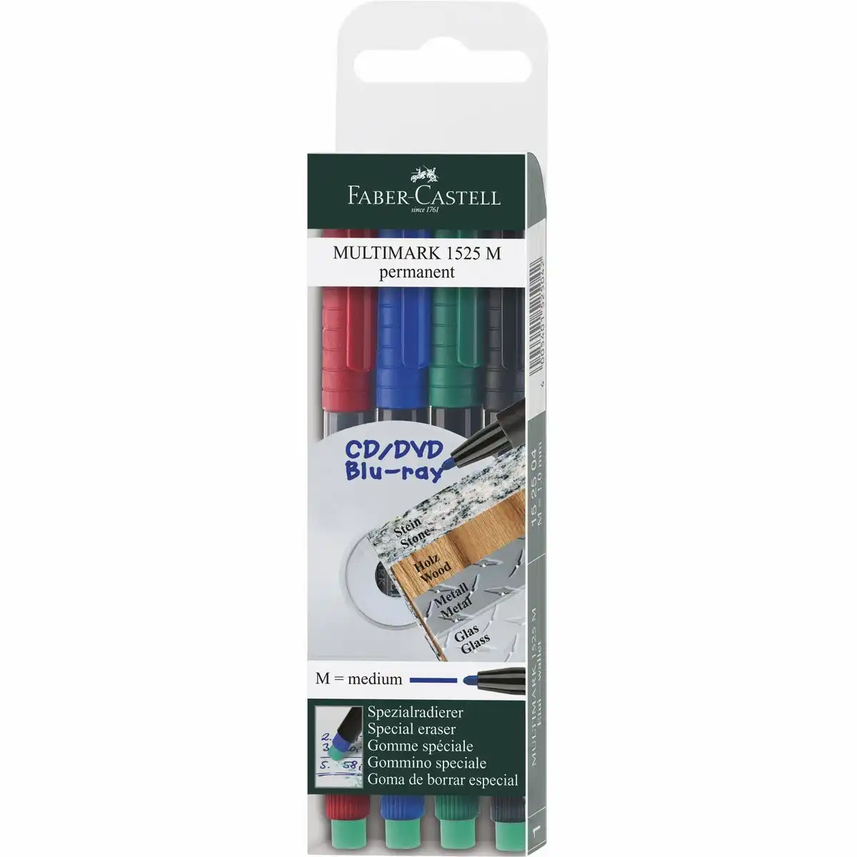 FABER-CASTELL Marker Multimark 1525M permanent 4 Stück Etui