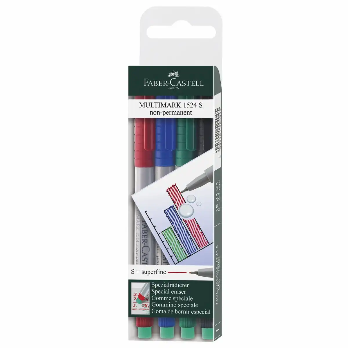 FABER-CASTELL Marker Multimark 1524 S non-permanent 4 Stück