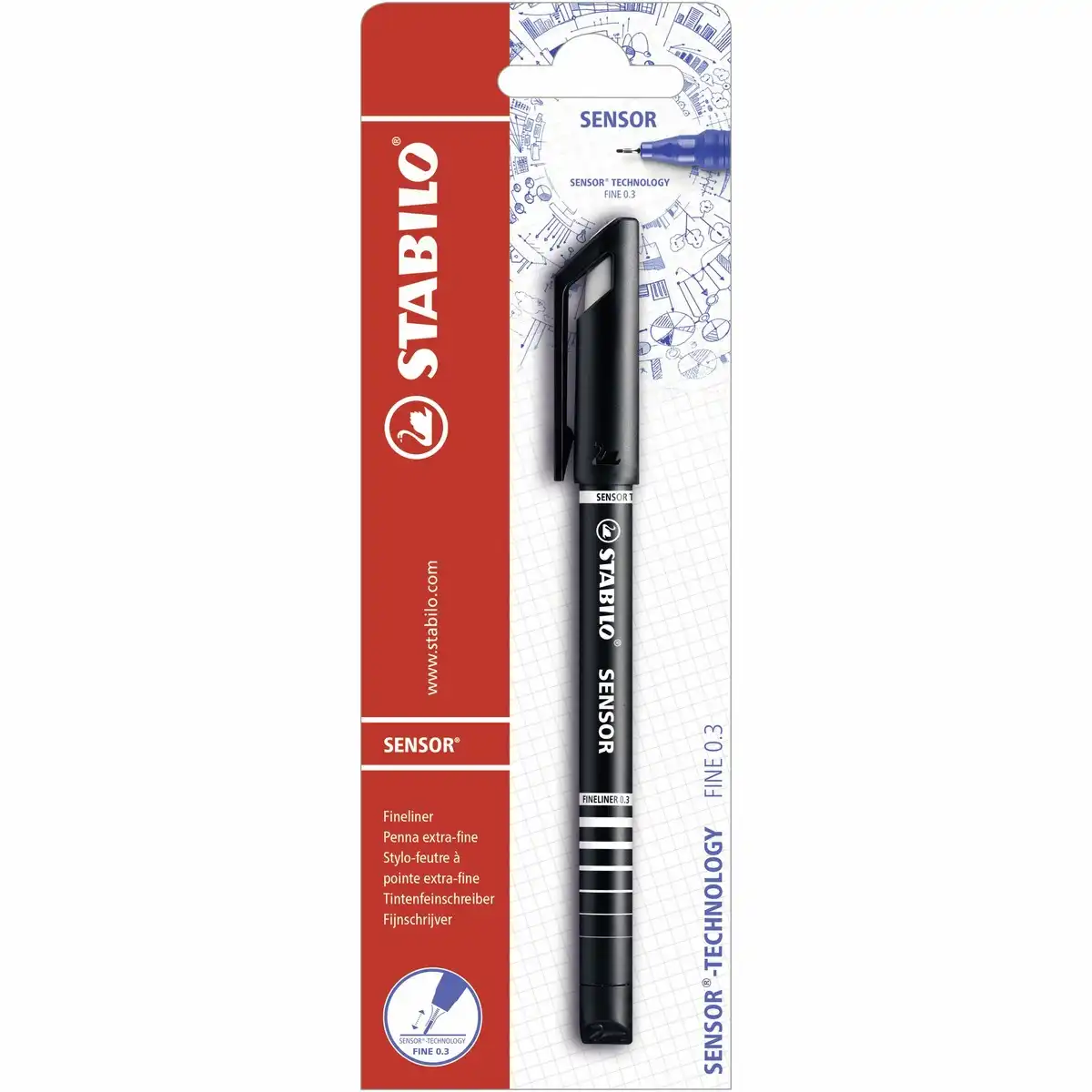 STABILO Fineliner SENSOR F schwarz Blister