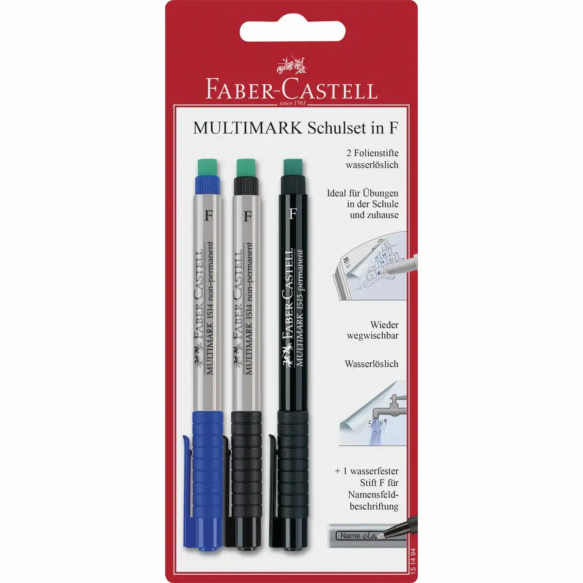 FABER-CASTELL Marker Multimark Schulset in F 3 Stück