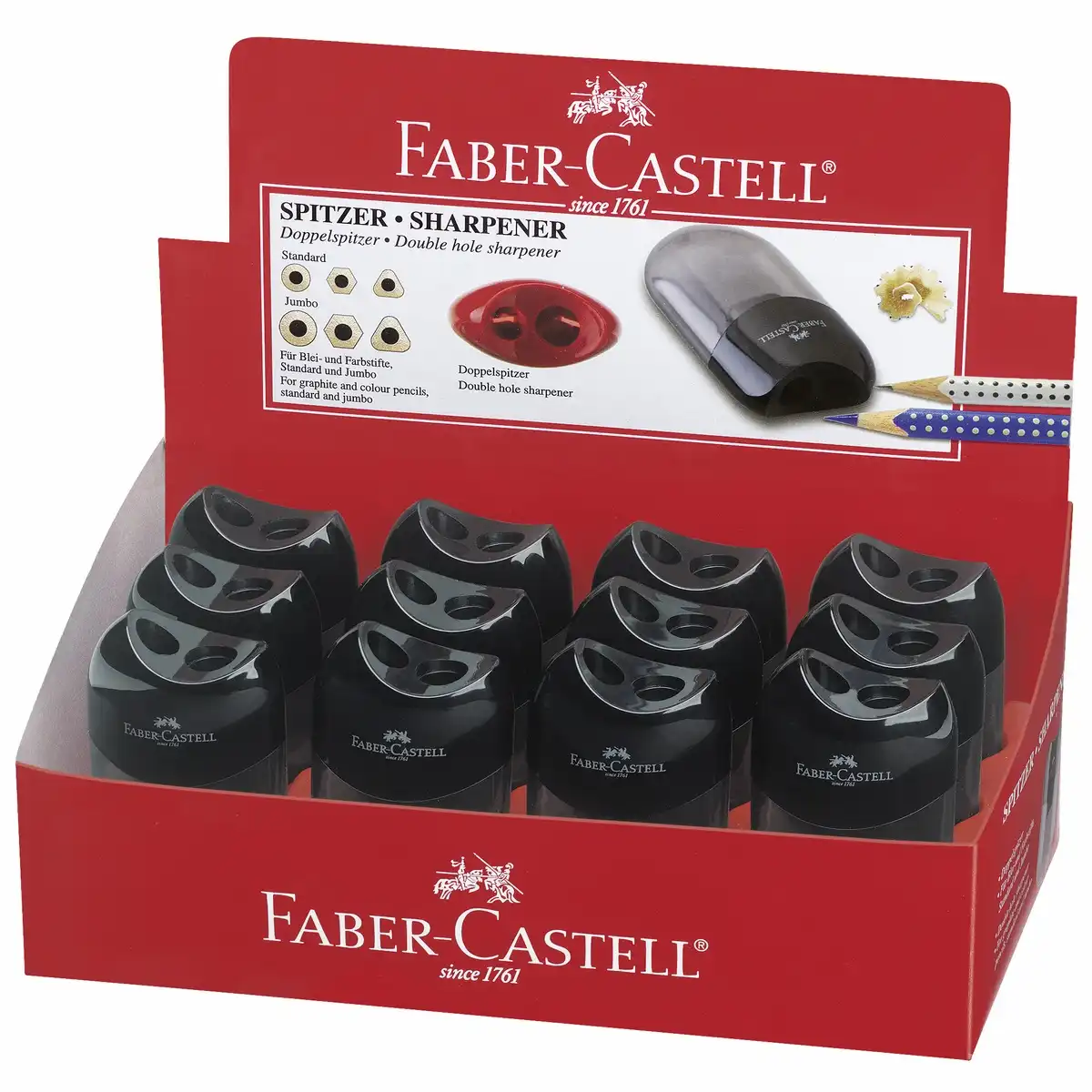520043_00 FABER-CASTELL Doppelspitzdose schwarz 12er Pack