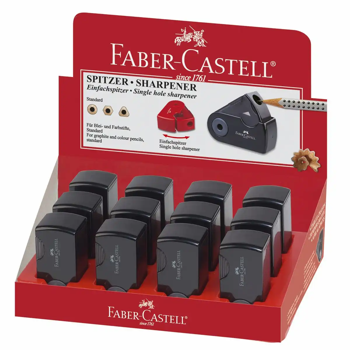 FABER-CASTELL Klappspitzdose Mini schwarz 12er Pack