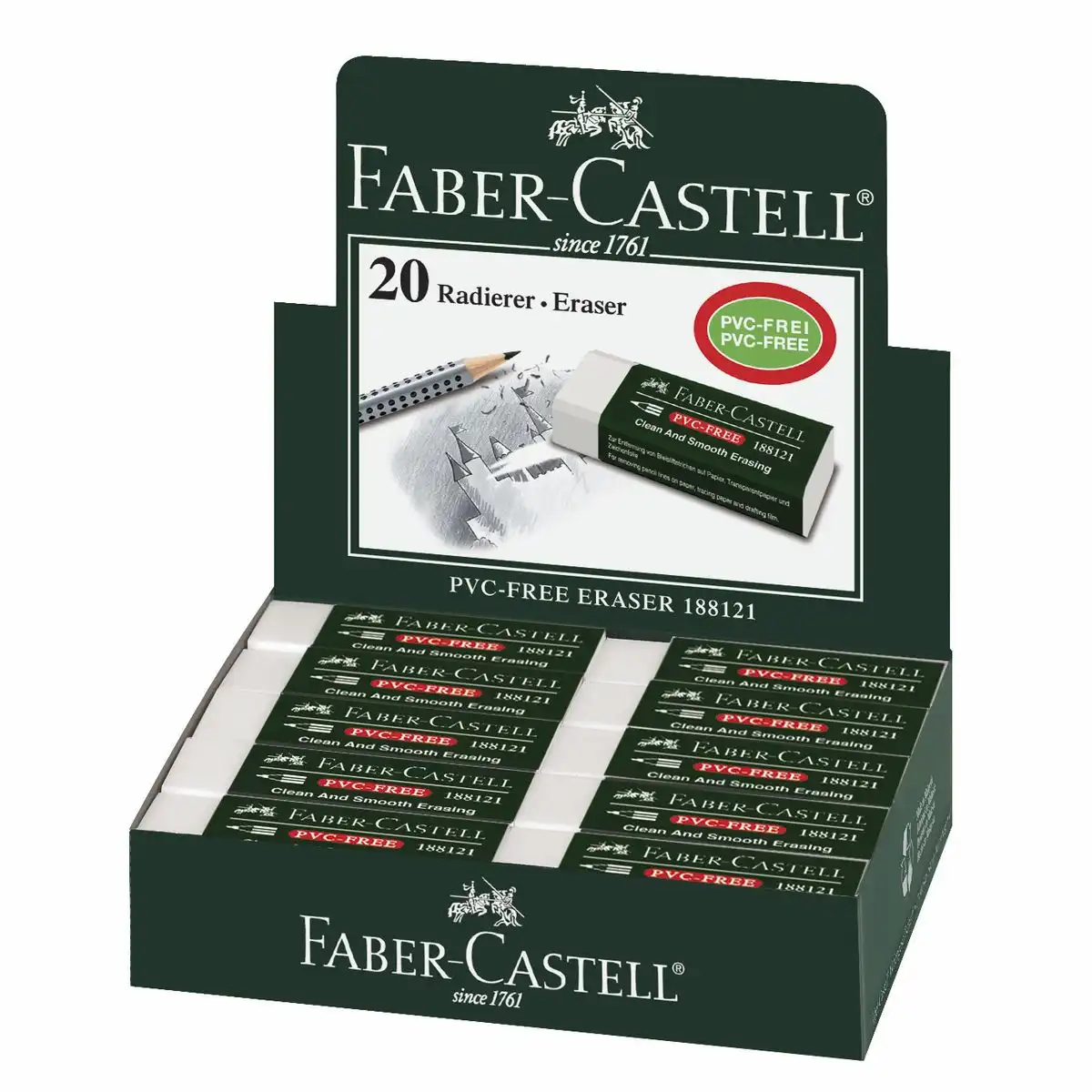 522049_00 FABER-CASTELL Radierer PVC-Free Eraser 188121 weiß 20er Pack